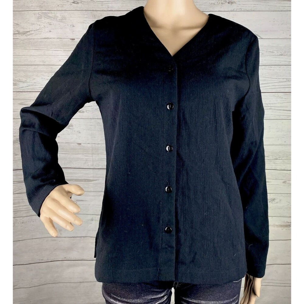 Pendleton Button Down Shirt Solid Black Polyester… - image 1